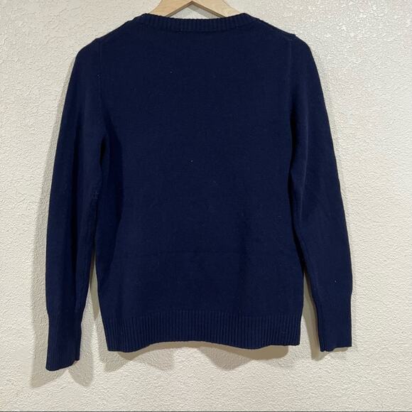 J. Crew navy blue crewneck fair isle geometric wool sweater - Picture 6 of 9